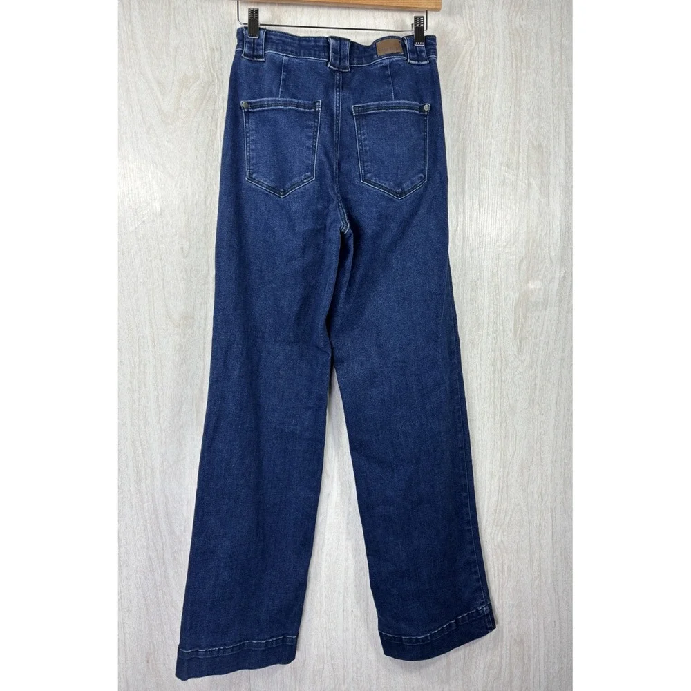 Judy Blue 82656 Womens 5/27 High Rise Trouser Wide Leg Jeans Dark Wash 31.5